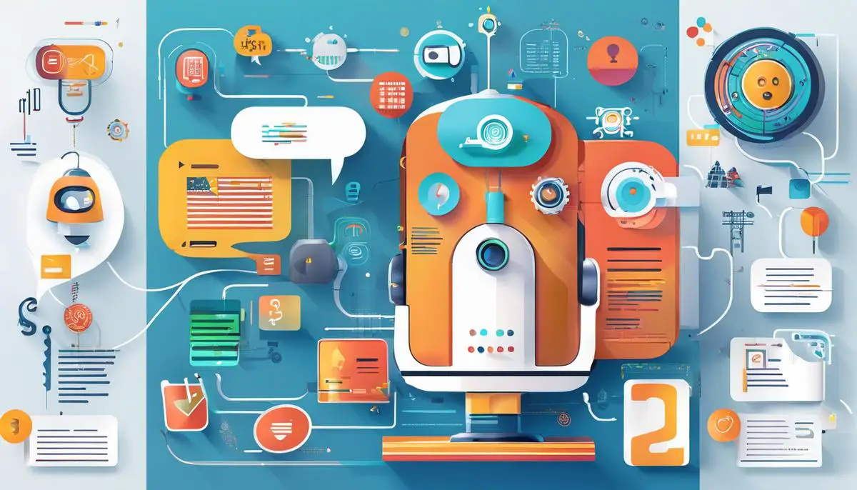 Illustration displaying various foundational elements of AI chatbot technology